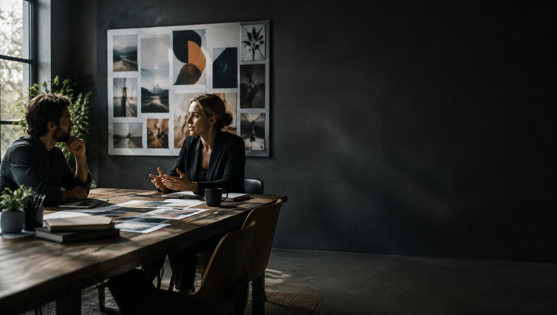 A conversation across a working table